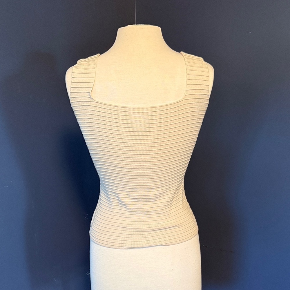 Cream Ribbed Square-Neck Tank - Picture 2 of 2